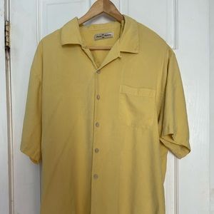 Tommy Bahama Yellow Mens Short Sleeve Silk Shirt Size Large